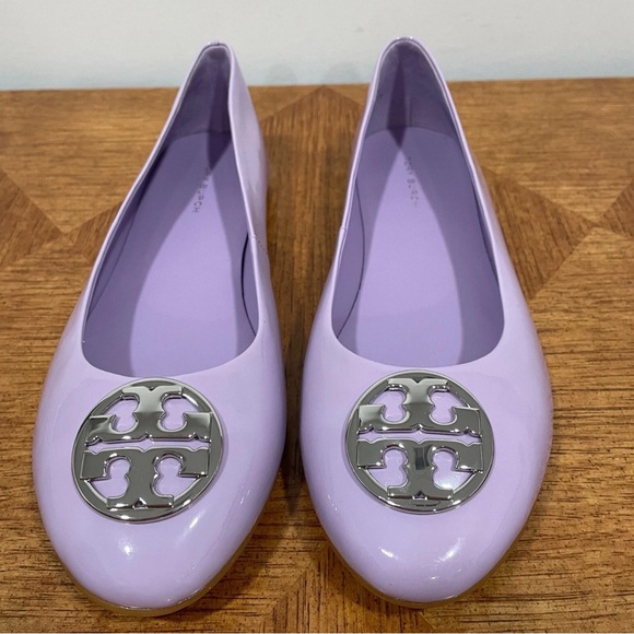 Tory Burch Shoes - Tory Burch Lilac Flats with Silver Logo 8